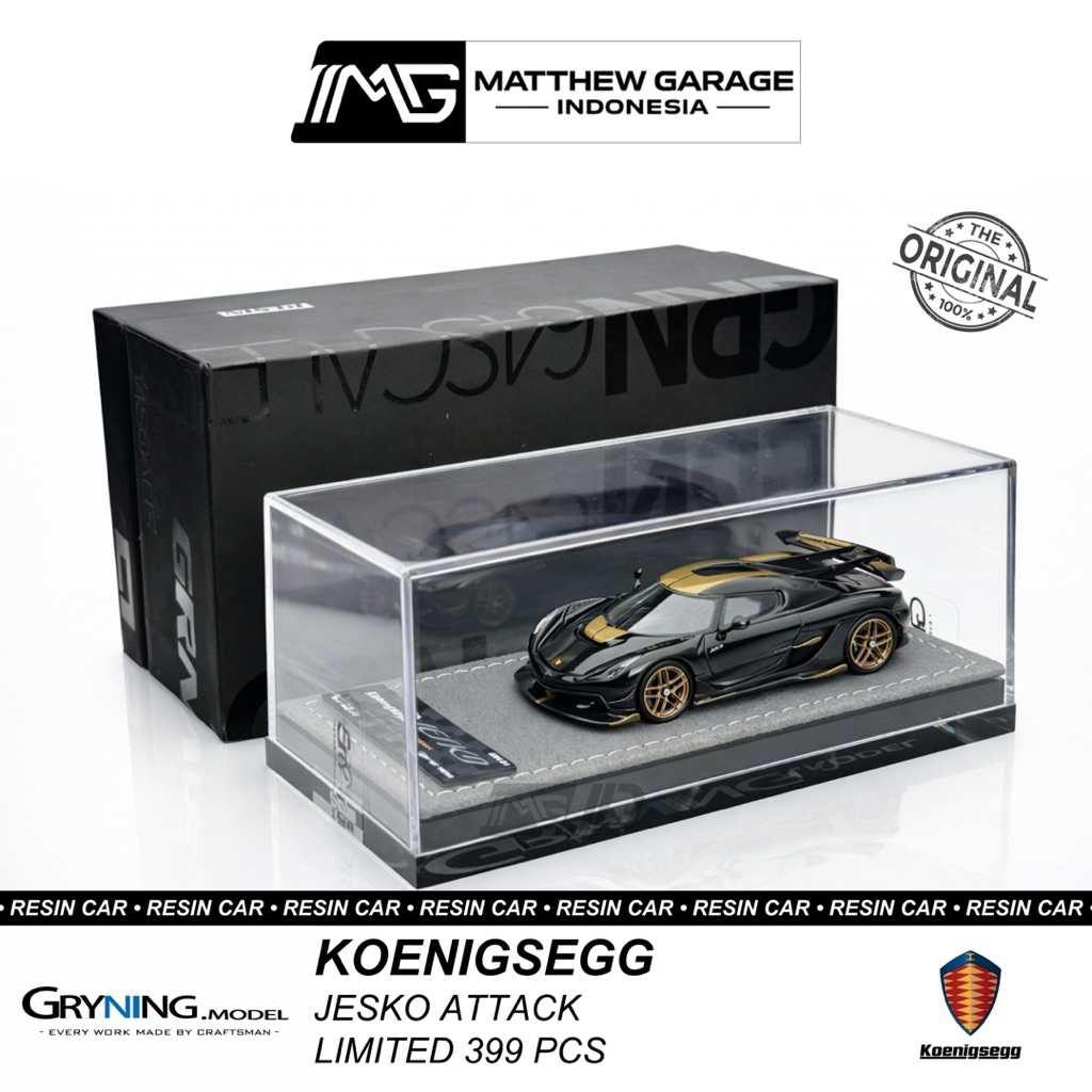 GRYNING MODEL 1:64 KOENIGSEGG JESKO ATTACK BLACK METALLIC LIMITED 399 PCS