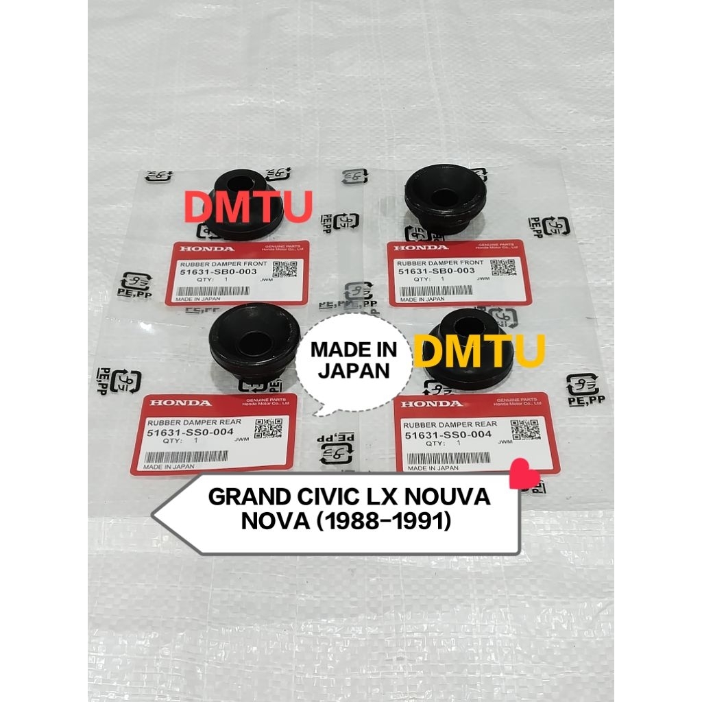 KARET BANTALAN SUPPORT SHOCK DEPAN+BELAKANG (4 PCS) GRAND CIVIC LX NOUVA NOVA 1988-1991 MADE IN JAPA