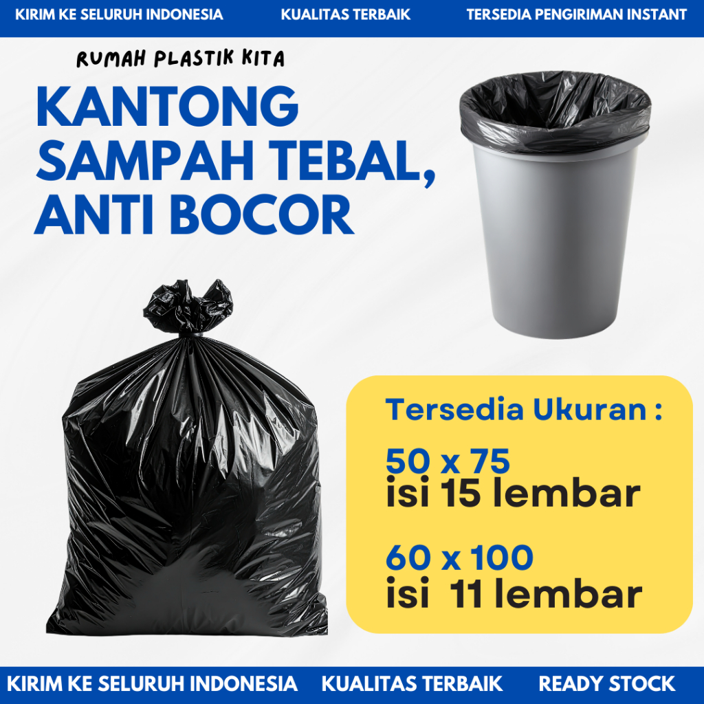 (Paket Bundling) KANTONG SAMPAH PLASTIK HITAM TEBAL, ANTI BOCOR, ANTI AIR I KANTONG SAMPAH BESAR KUA