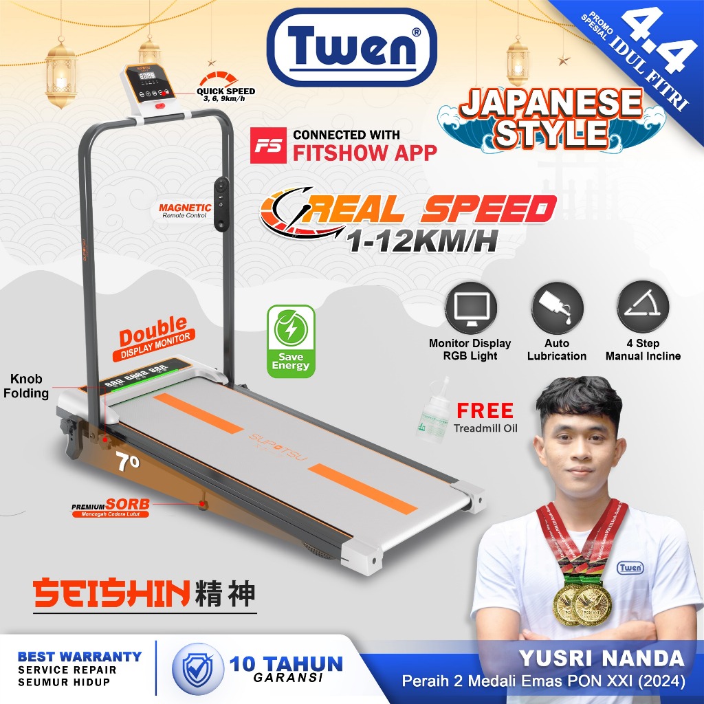 SUPOTSU Seishin Treadmill Listrik Treadmill Portable Treadmill Multifungsi Treadmil Lipat Treadmill 