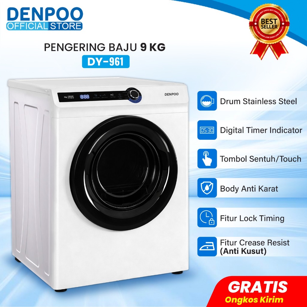 Denpoo Mesin Pengering Pakaian Laundry Mesin Dryer DY 961