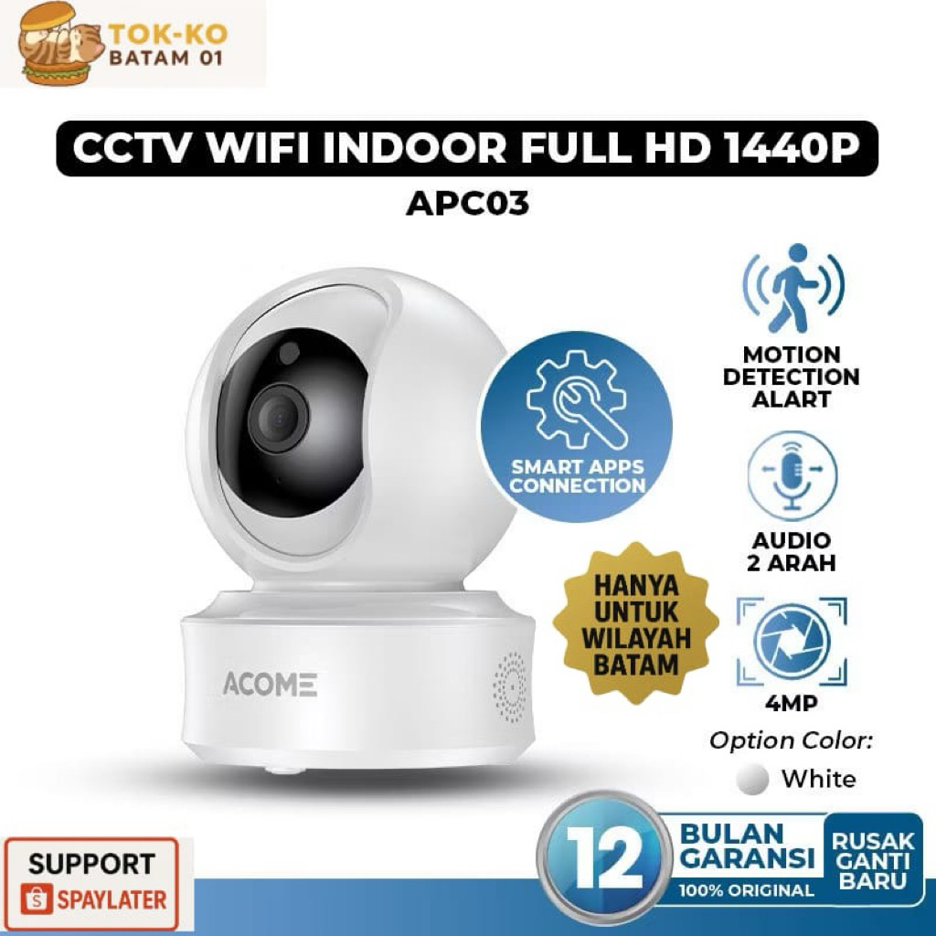 ACOME CCTV WIFI INDOOR FULL HD 1440P APC03 GARANSI RESMI - BATAM