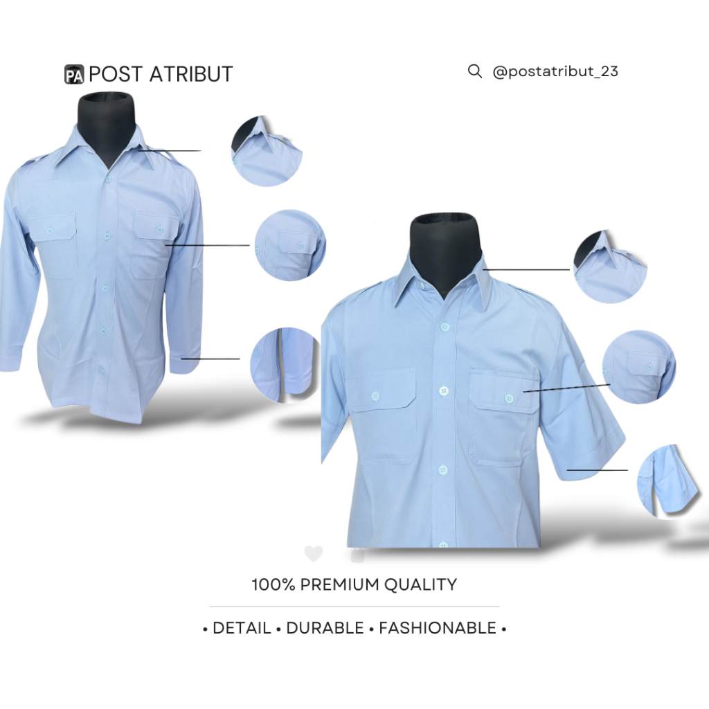 Kemeja PDH Biru Muda/ Kemeja PDH/ Kemeja Biru Muda/ Kemeja lengan panjang/ Kemeja lengan pendek/ Pos