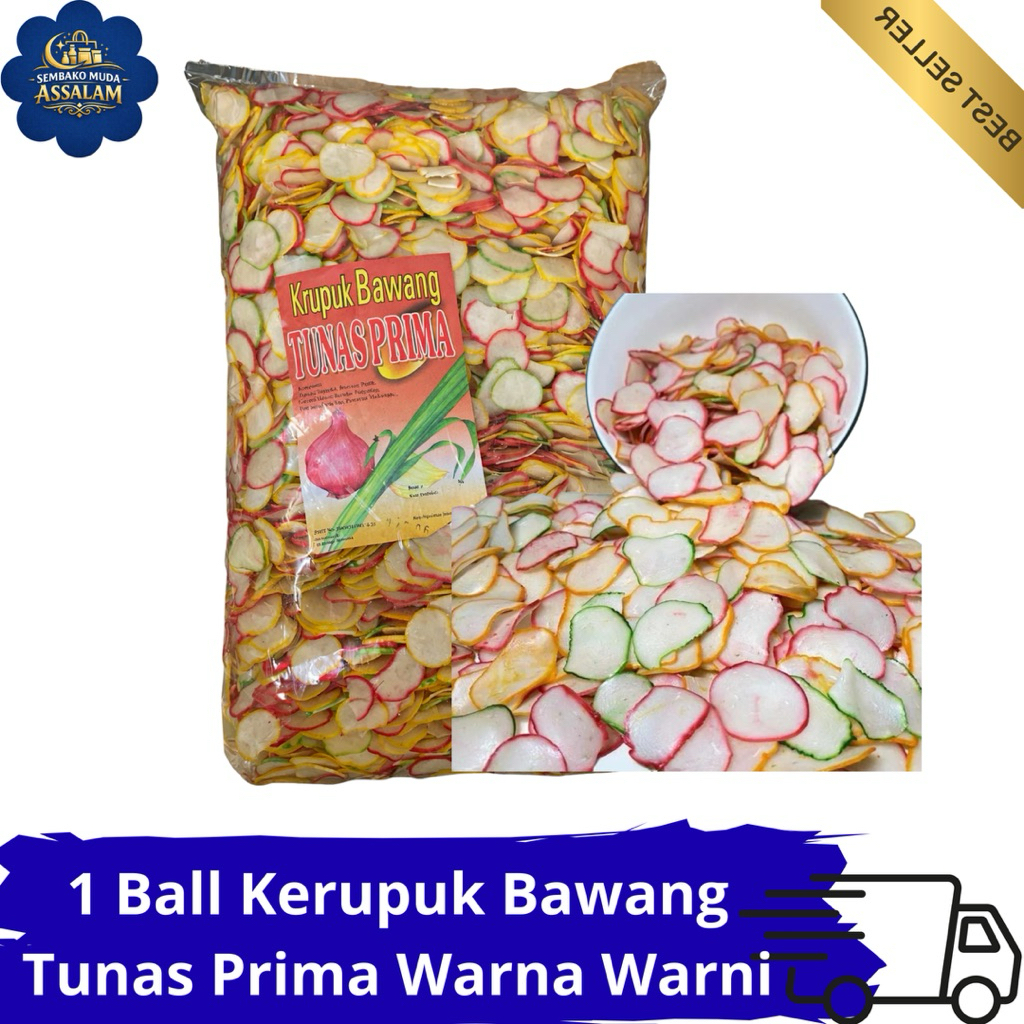 Kerupuk Bawang Tunas Prima Warna-Warni – 1 Ball 5 Kg / Kerupuk Mentah / Kerupuk Renyah enak