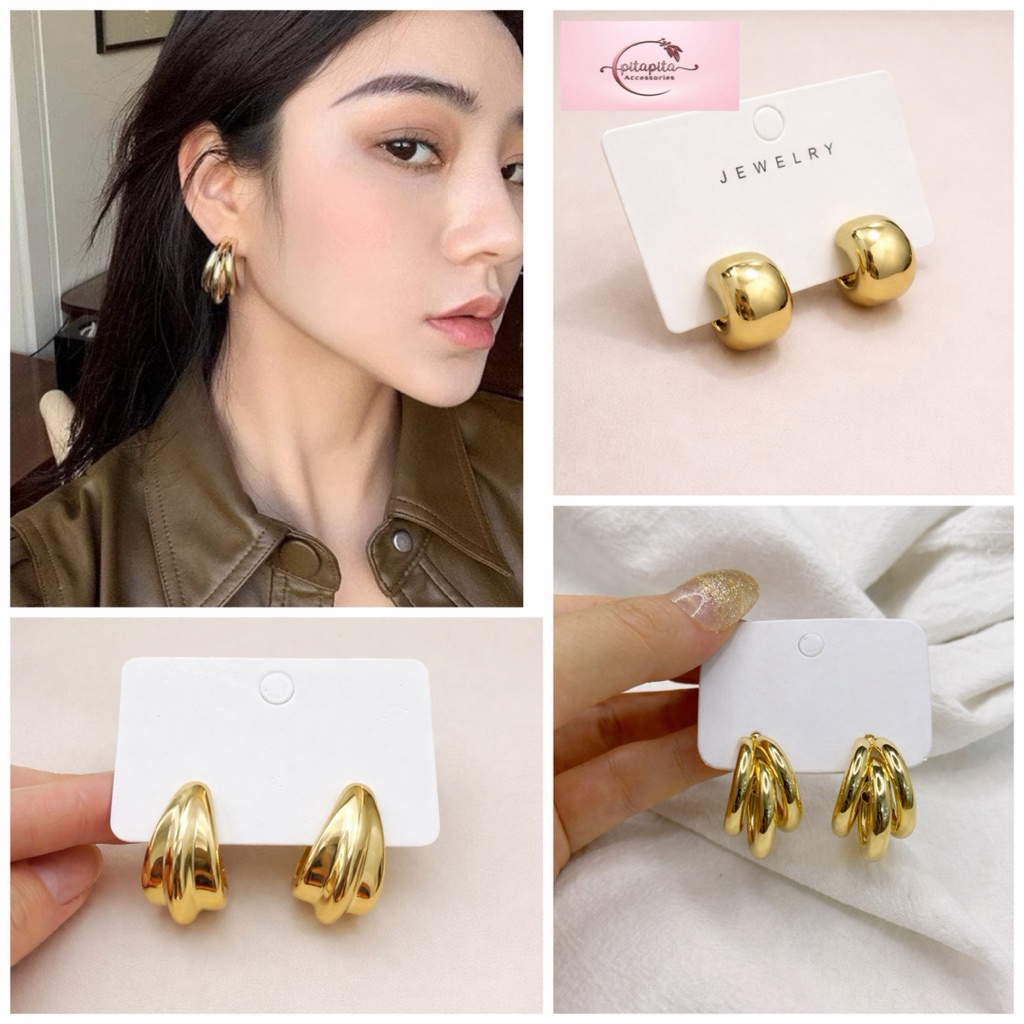 Anting Titanium Wanita Anting stud Hijab Berkualitas Anti Karat Dan Anti Luntur Asli Anting Wanita B