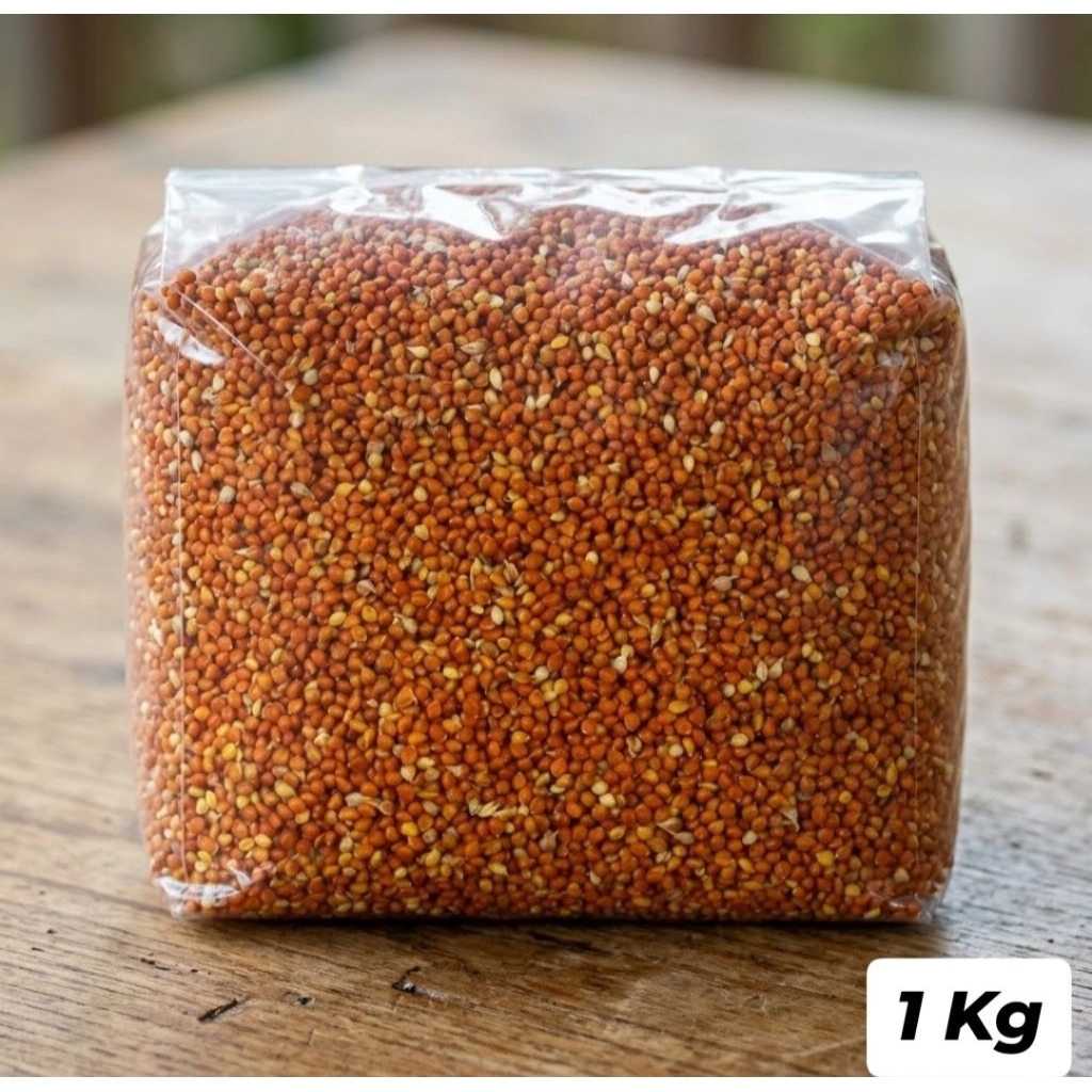Milet Merah Kemasan 1 Kg. Pakan Burung Kicau ( Lovebird, kenari, Perkutut , Nuri) dan Hamster.