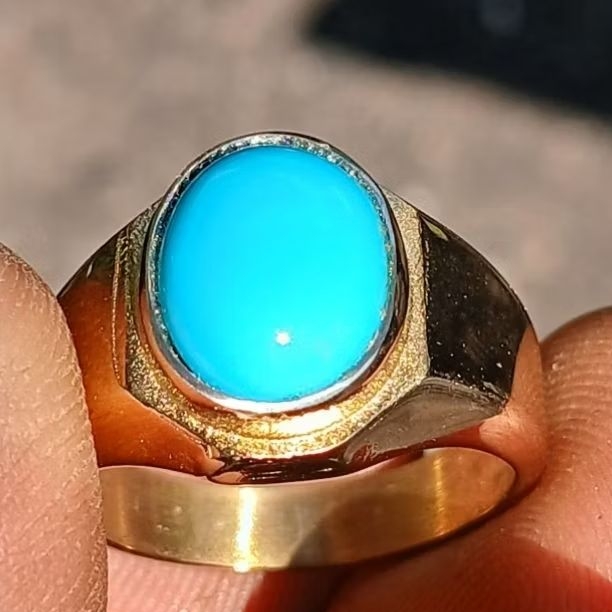 Cincin Batu Akik Pirus Persia Polos Asli Harga Murah