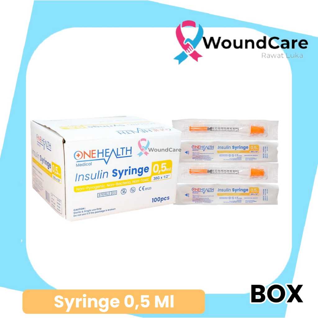 Onehealth Insulin Syringe 0.5 ML  Jarum Suntik Insulin 0,5 CC Steril / Box