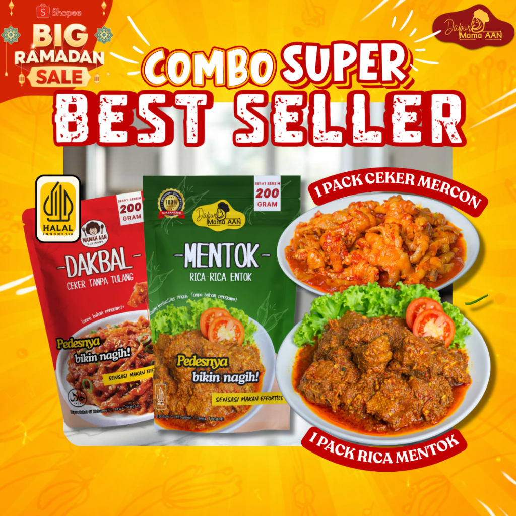 Combo Ceker Mercon + Rica Mentok Siap Makan 200 Gram,Halal, Tanpa Pengawet - Dapur Mama Aan