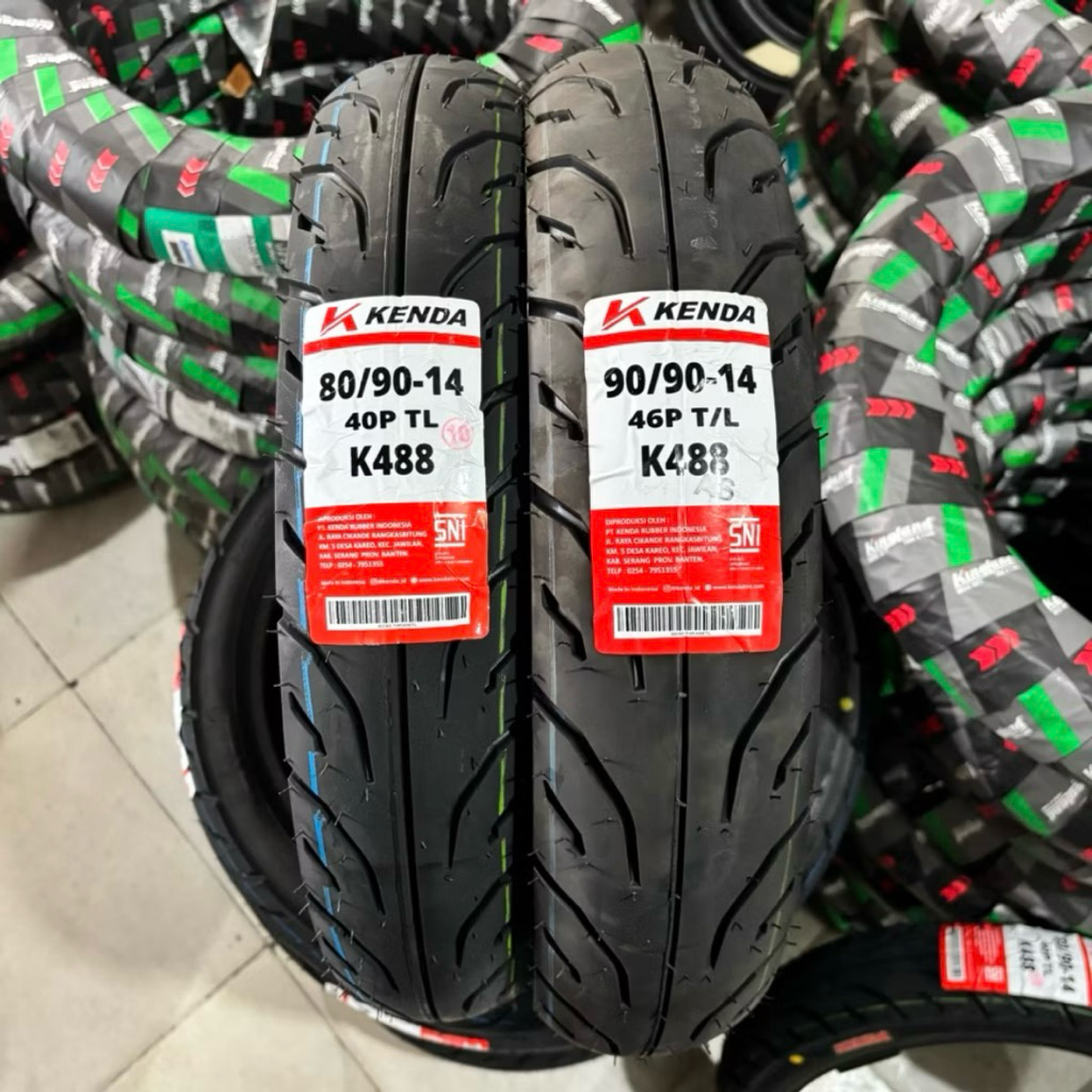 BAN LUAR KENDA K488 80/90 -90/90 RING 14 TUBELESS