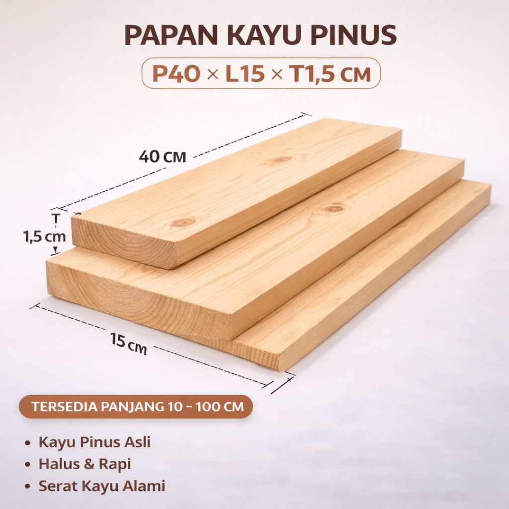 Papan jati belanda  lebar 15 cm tebal 1,5 cm/papan kayu pinus/papan bahan kerajinan/papan ambalan