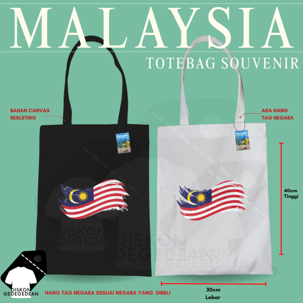 Diskongedegedean Totebag Malaysia Souvenir Tas Oleh Oleh Kuala Lumpur Kanvas Resleting 6