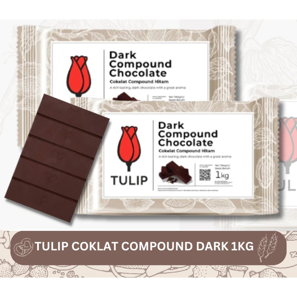 Tulip Dark Chocolate Compound 1Kg / Dark Coklat Tulip 1Kg / Coklat Dark Compound Tulip