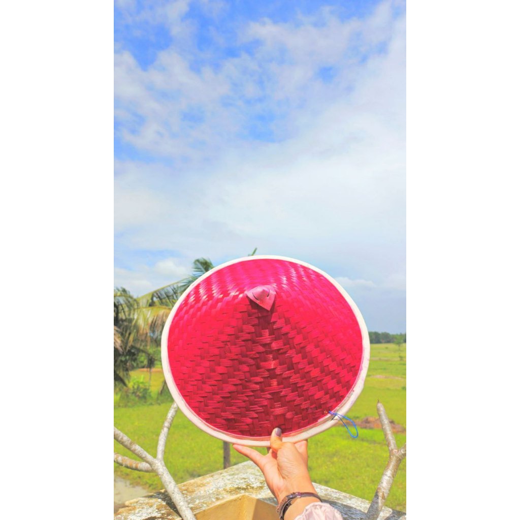 TOPI CAPING BAMBU - CAPING BERWARNA MERAH - CAPING TUDUNG CAPING PETANI