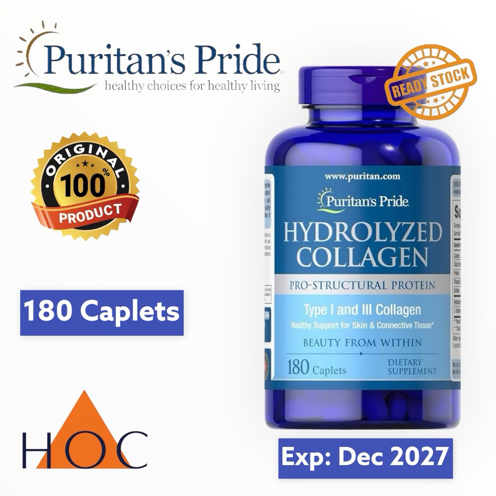 PURITAN PRIDE Hydrolyzed Collagen 180 Caplets Puritan's Pride