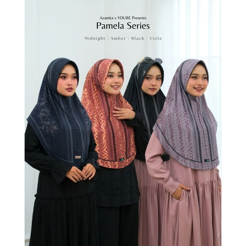 Azamka x Yoube - Bergo Pamela Series - Jilbab Instan Motif Printing Premium Exclusive Collaboration 