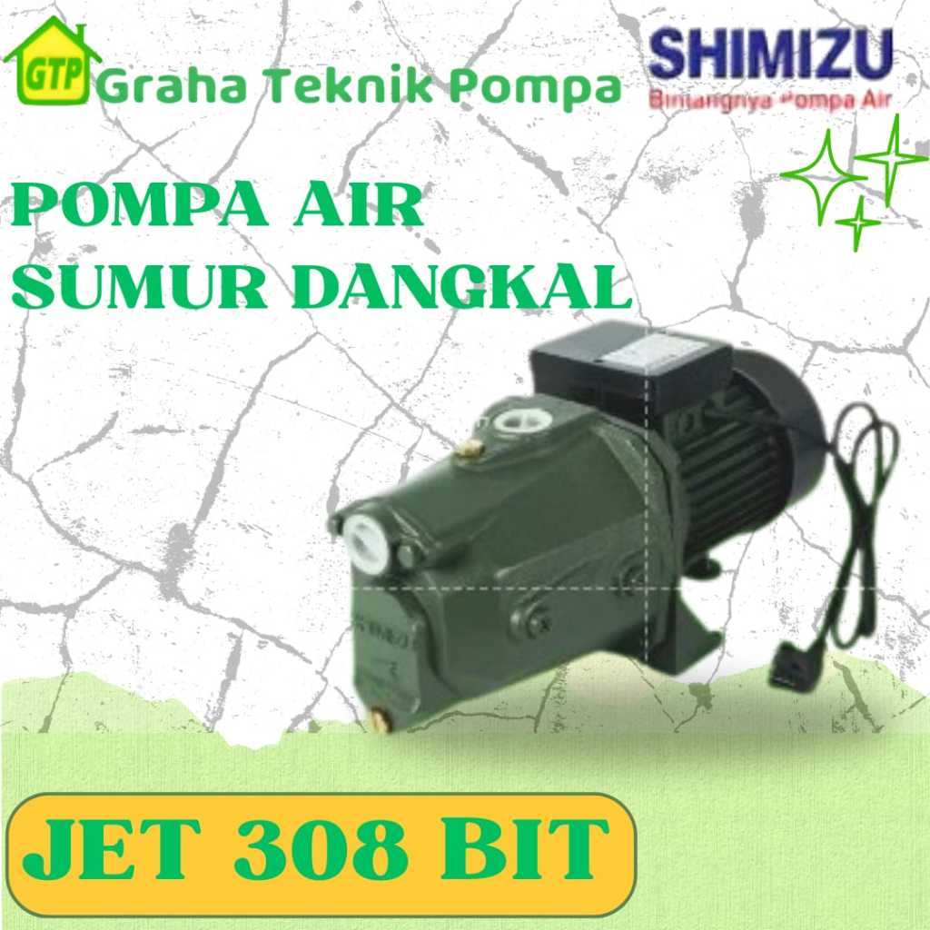 Shimizu Jet 308 BIT Pompa Sumur Air Dangkal - Semi Jet Pump