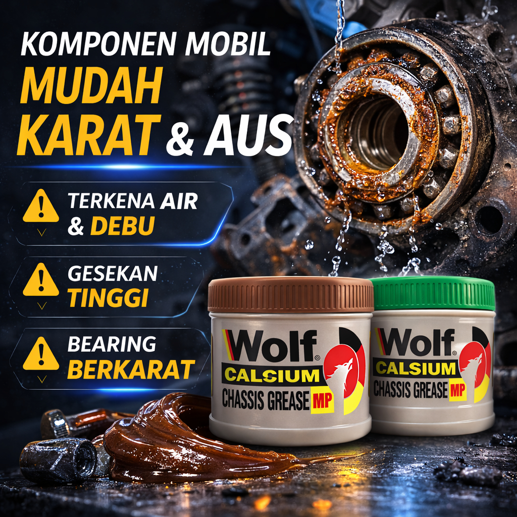 Wolf Calcium Chassis Grease MP Brown / Green – Gemuk Bearing Tahan Air Anti Karat Pelumas Chassis | 