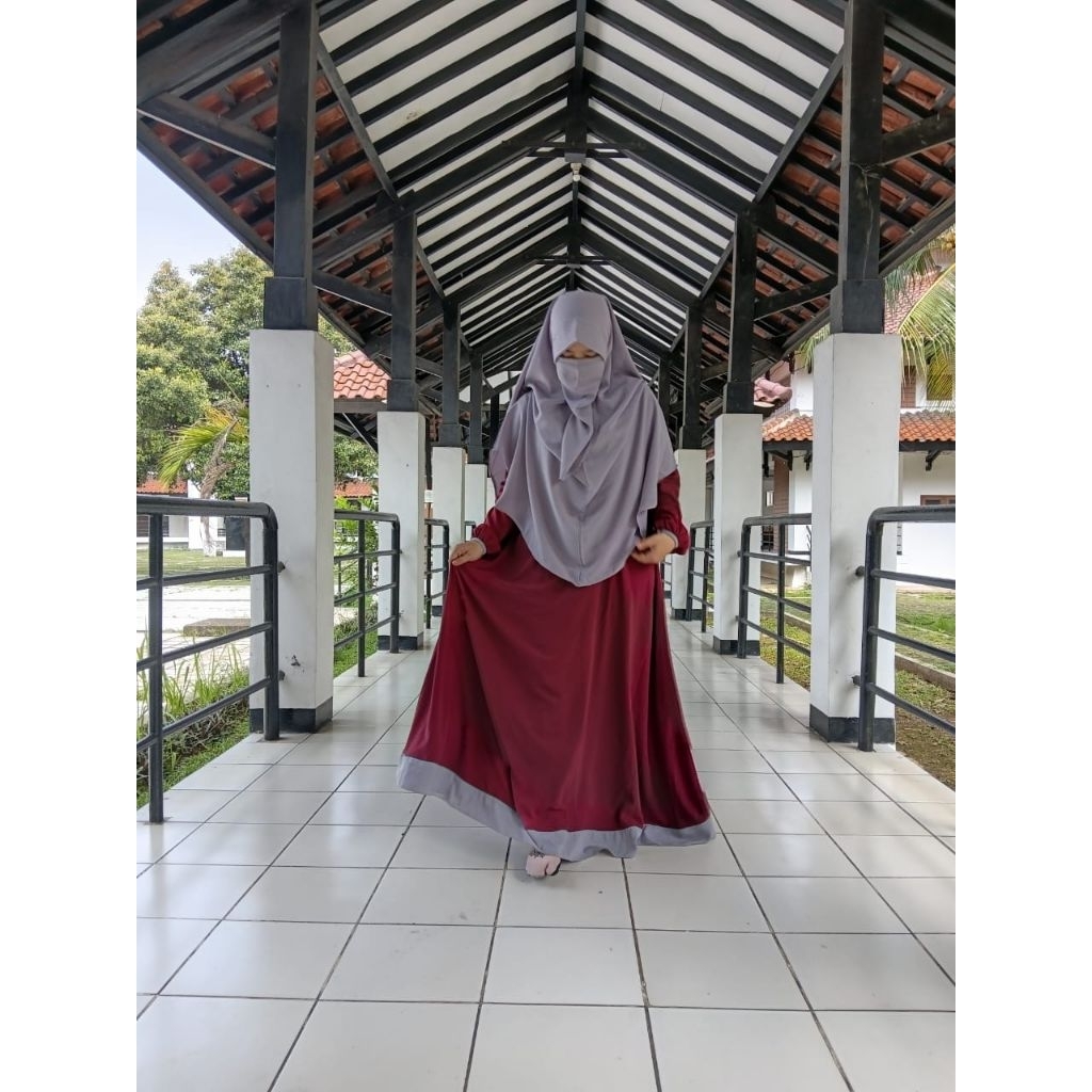 (Preloved) Baroka One Set Gamis Syar'i free Cadar tali