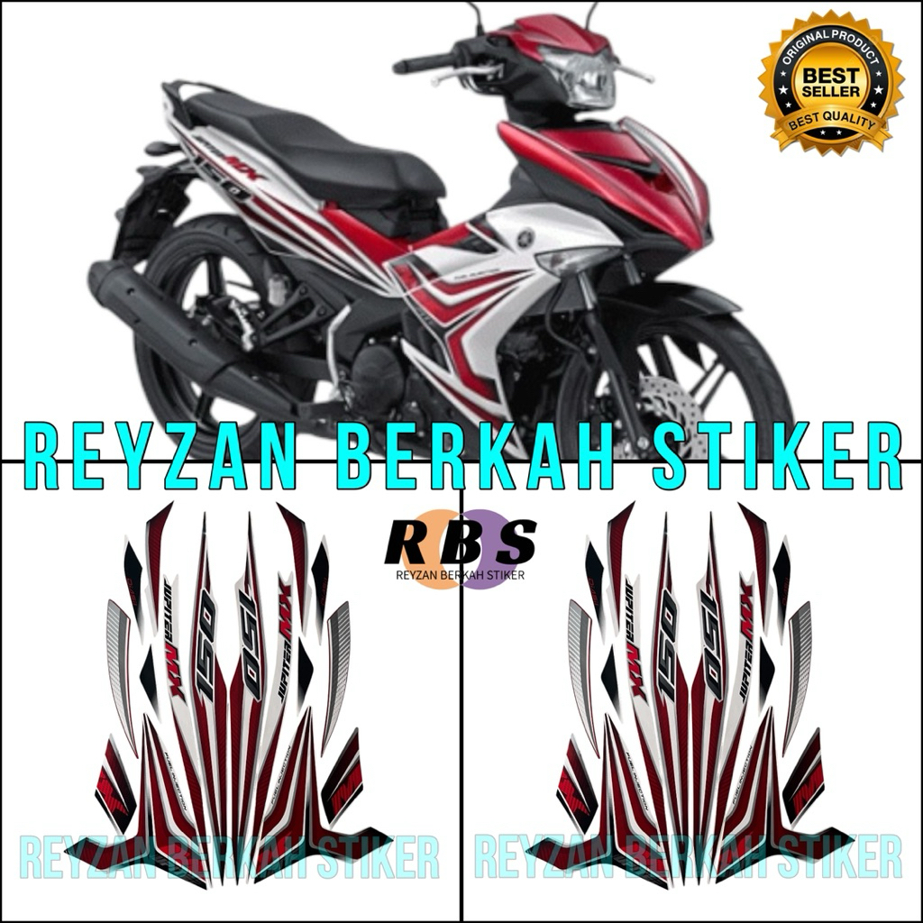 STIKER STRIPING LIS LES BODY YAMAHA JUPITER MX 135 PUTIH MERAH