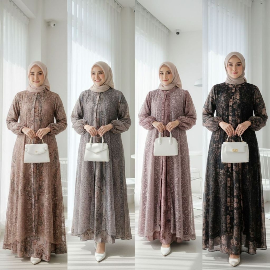 GAMIS LEBARAN SILK BROWN