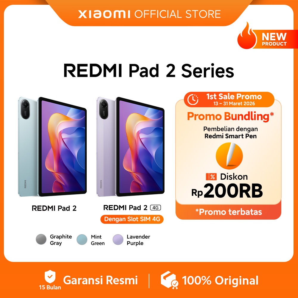 Xiaomi Redmi Pad 2 Series | Redmi Pad 2 4G (6/128G) SIM Card | Redmi Pad 2 (4/128G) Wi-Fi Only | 11"