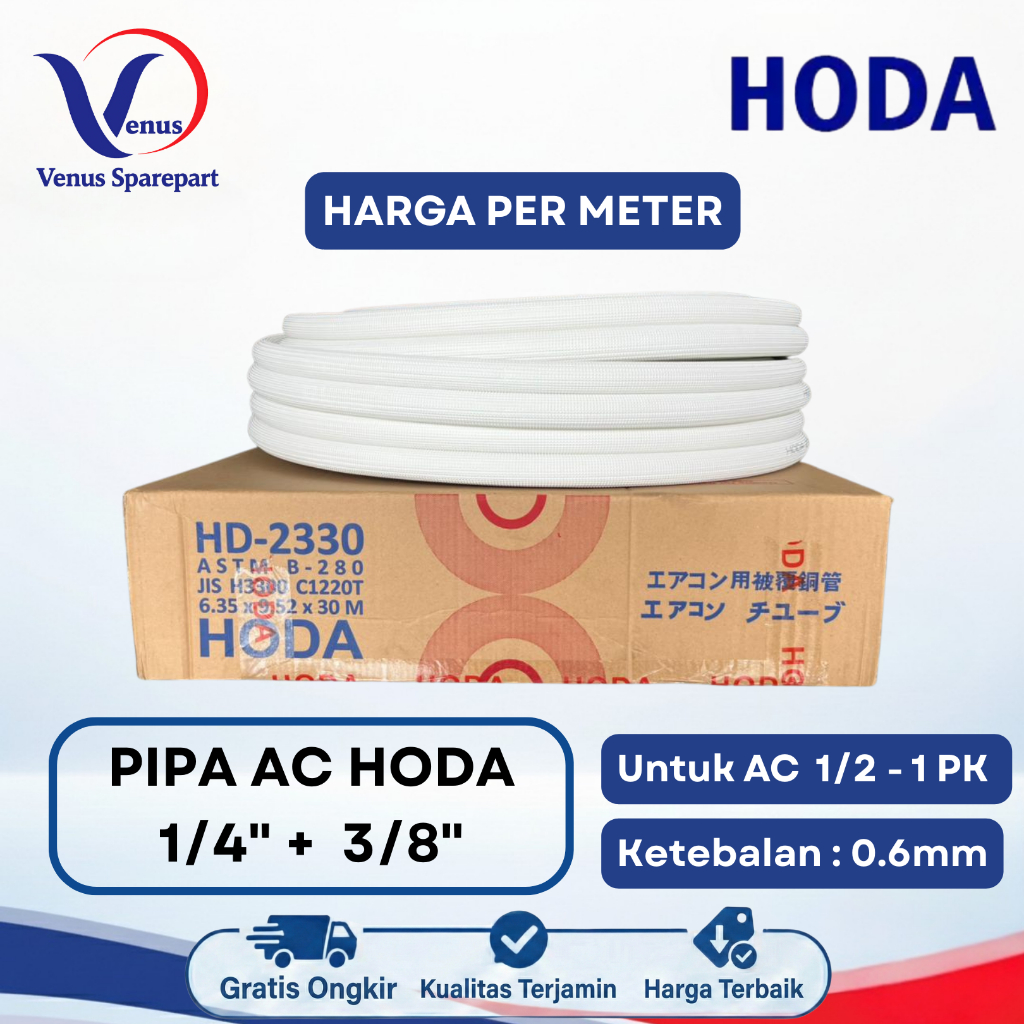 PIPA AC HODA 1/4 + 3/8 0.6 MM UNTUK AC 1/2 - 1 PK HARGA PER METER