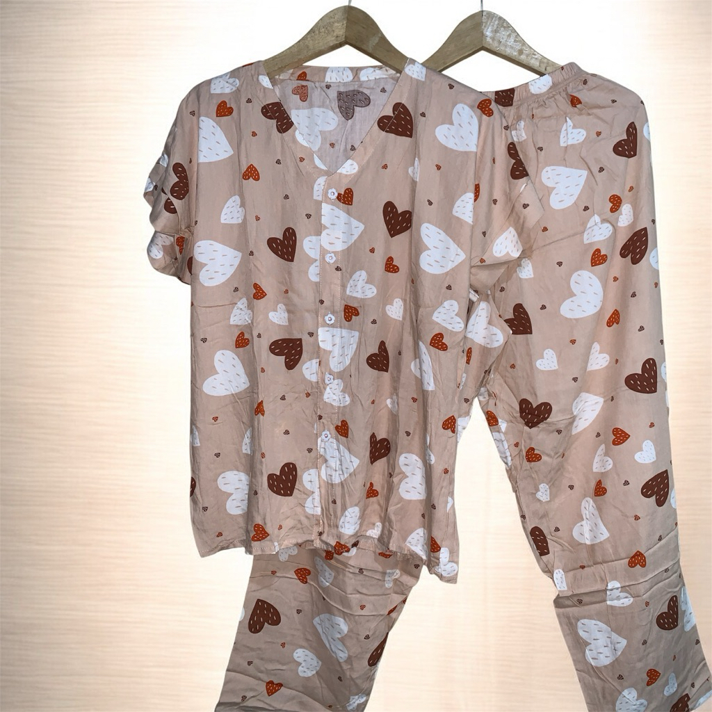 Piyama Celana Panjang Lengan Pendek one set Baju tidur/Daster/
