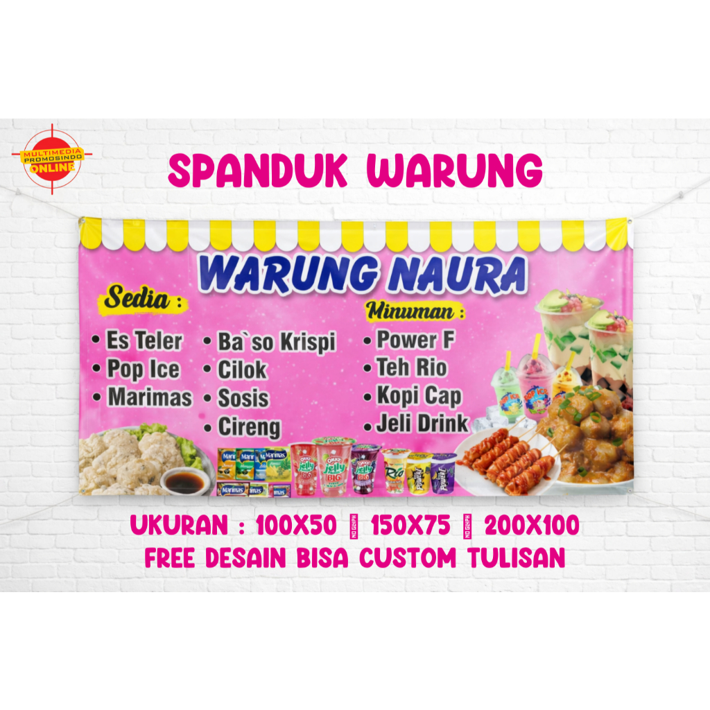 Spanduk Banner Warung /Kedai/ Banner Kedai Makan/ Free Desain/ Spanduk Kedai Makanan
