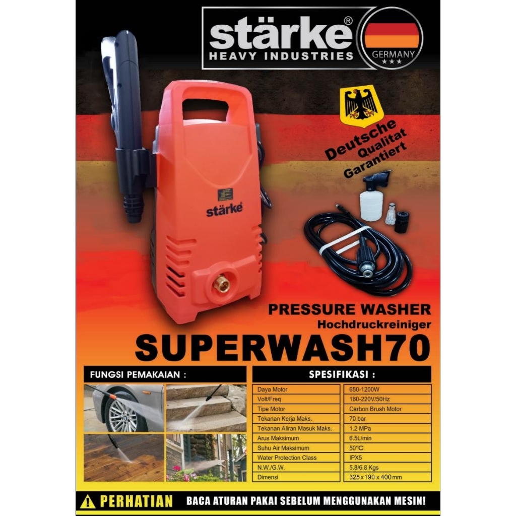 Mesin Jet Cleaner STARKE Superwash 70 650watt | Mesin cuci steaam mobil Motor STARKE SH-70 | Jet Pre