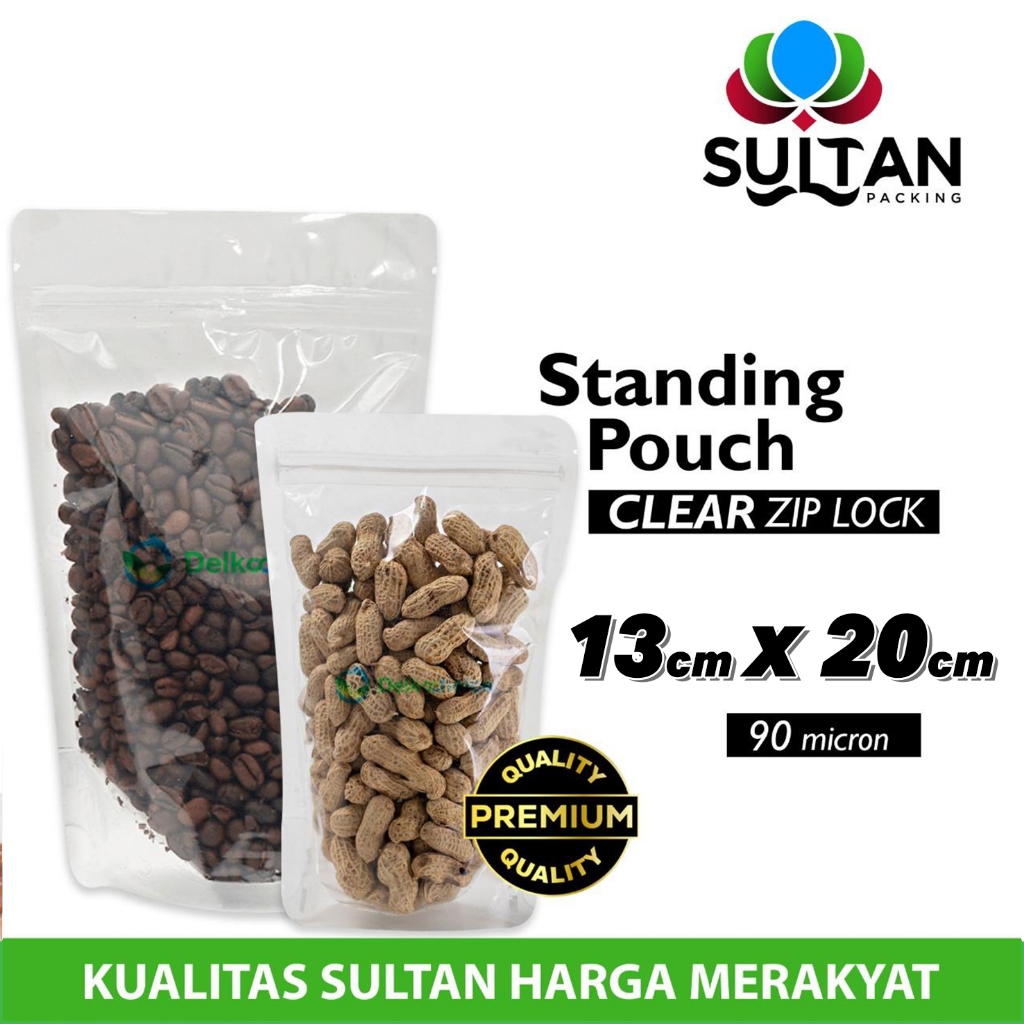 Standing Pouch 13x20cm CLEAR PLASTIK KLIP BENING ZIPLOCK SEAL MAKANAN