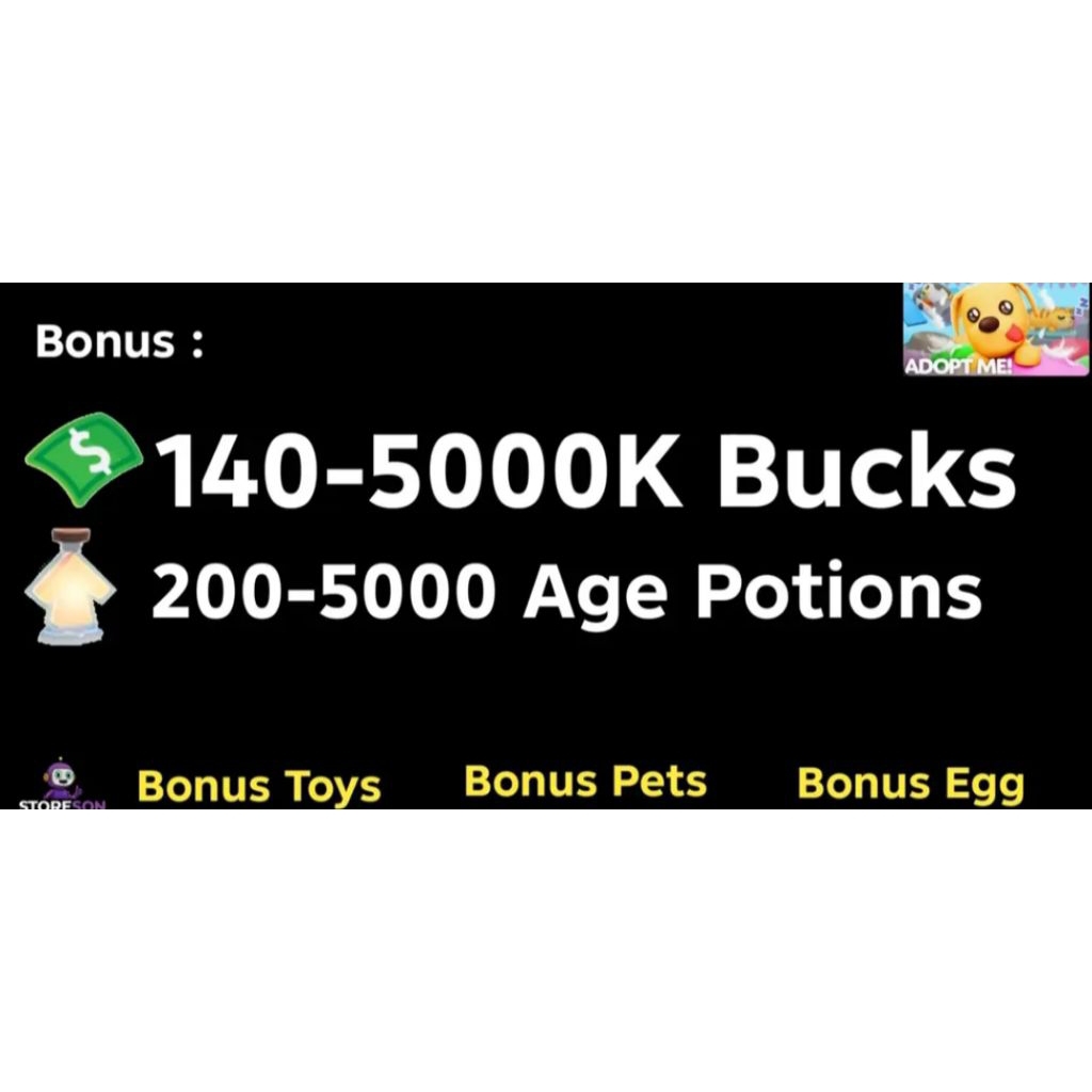 Akun Adopt Me (Bonus Age Potions + Bonus Bucks)