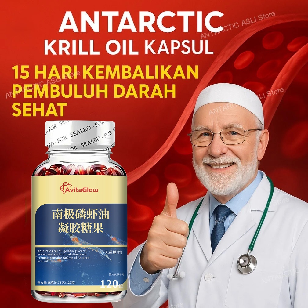 Suplemen Minyak Krill untuk Kesehatan Jantung - Setara Minyak Ikan + Lesitin + Kolin + Astaxanthin