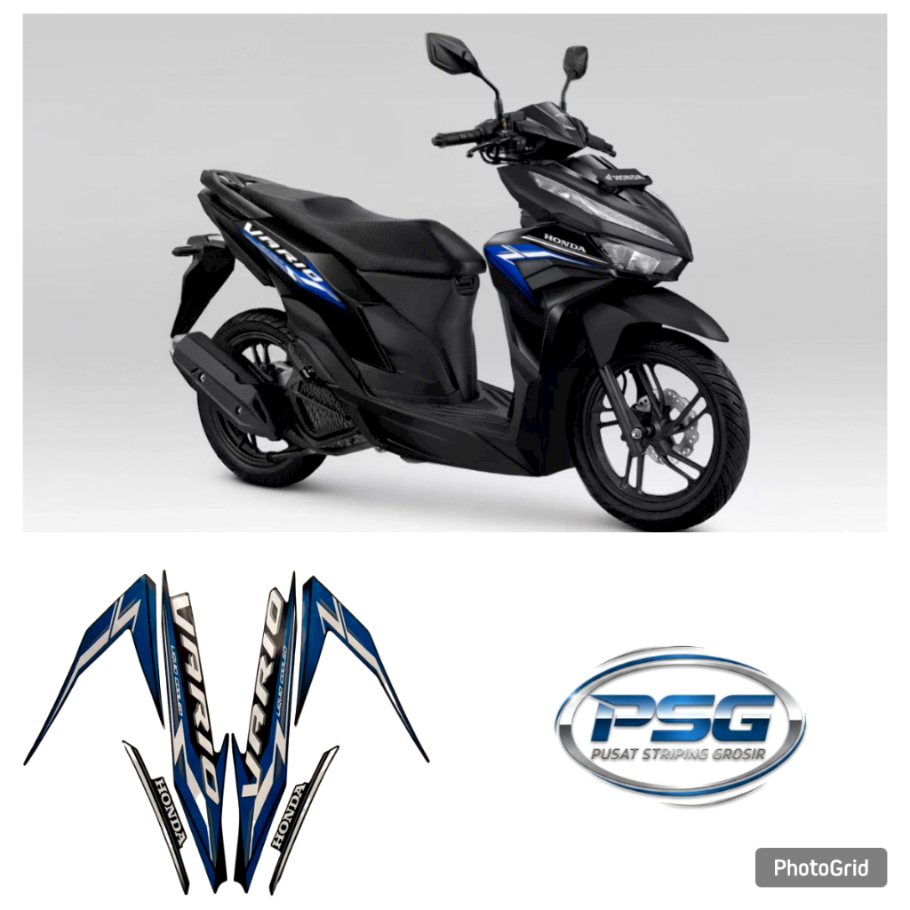 STIKER STRIPING LIS LES BODY MOTOR HONDA VARIO 125 TAHUN 2024 2025 WARNA HITAM BIRU