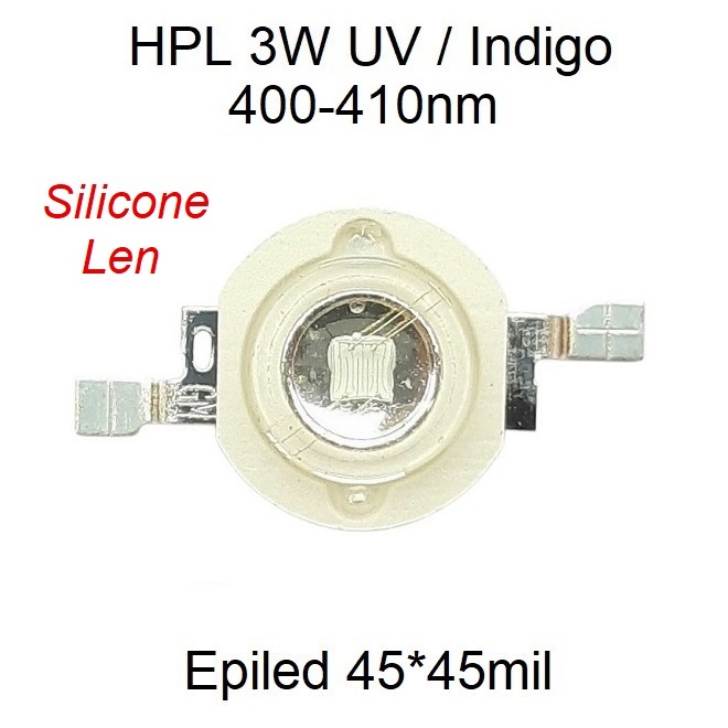 HPL 3W UV Indigo Epiled 45*45mil 400-410nm Silicone Len
