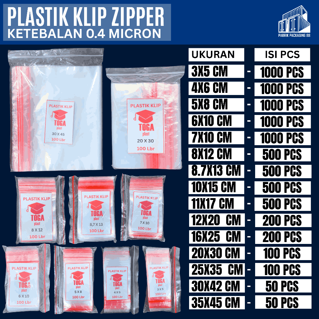 Plastik Klip Ziplock Bening | Plastik Zipper Pakaian Bag Food Grade Makanan