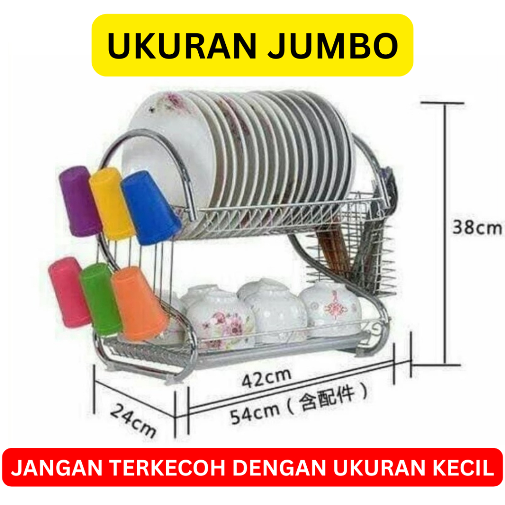 [INI UKURAN YG BESAR] RAK PIRING STAINLESS 2 TINGKAT / 2 SUSUN