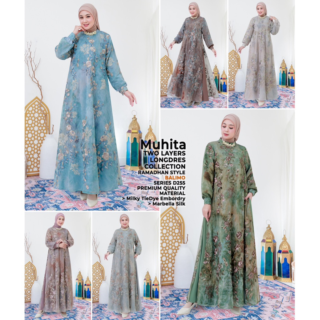 MAUHITA DRESS LONG RAYA/ GAMIS BROKAT BORDIR MEWAH BY BALIMO/ GAMIS KONDANGAN MEWAH