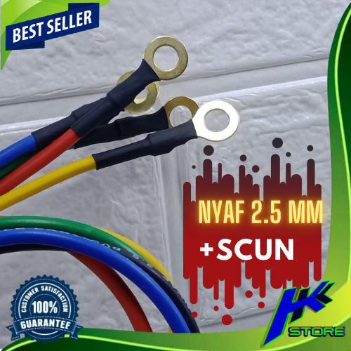 Kabel Grounding NYAF 2.5mm Plus 2 Scun TEMBAGA Kabel Negatif Positif Kabel Negatif Motor 2.5mm TEMBA