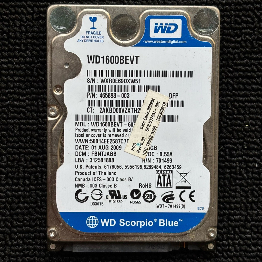 HARDDISK LAPTOP WD BLUE 160GB SENTINEL 80%