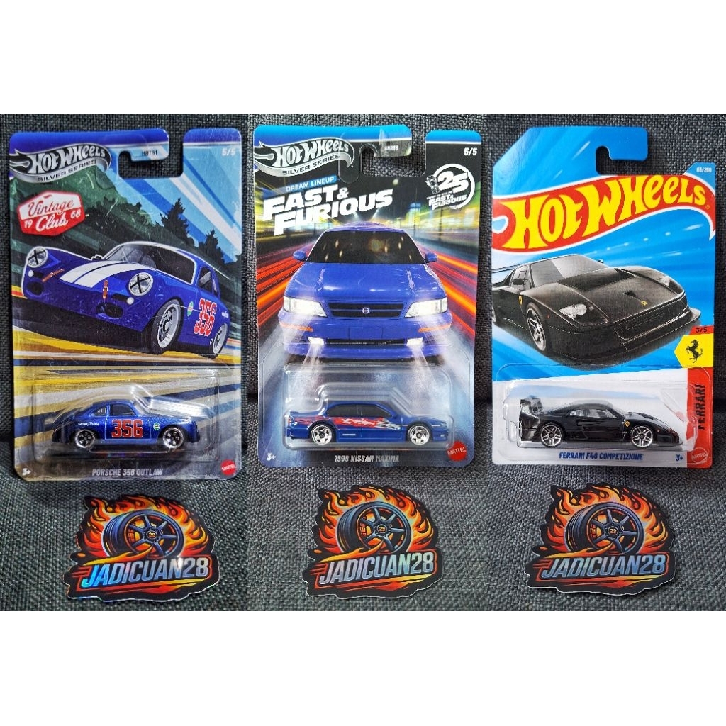 Hot Wheels Silver Series Porsche 356 Outlaw Vintage Club 1968, 1999 Nissan Maxima Fast & Furious Dre