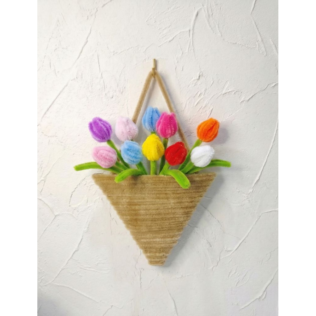COD bunga tulip gantung / bunga tulip dinding / hiasan dinding / bunga kawat bulu tulip / bunga tuli