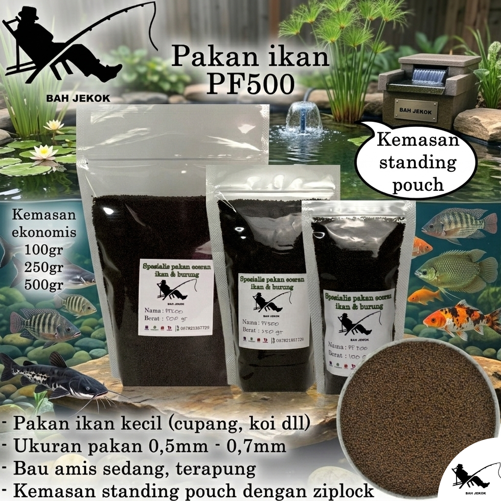 Pelet PF500 Pakan Ikan Hias Kecil Bibit Cupang Koi Guppy Kura Kura Kolam & Akuarium (100gr - 500gr).