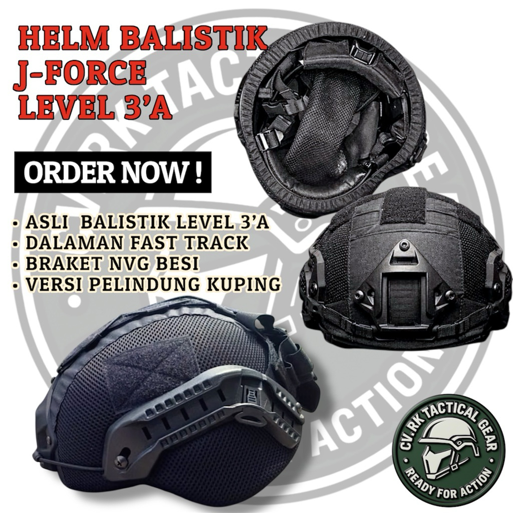 Helm Balistik J-Force’s Level 3A Asli TNI POLRI BRIMOB KOPASSUS KOPASKA – Tactical Helmet NVG Bracke