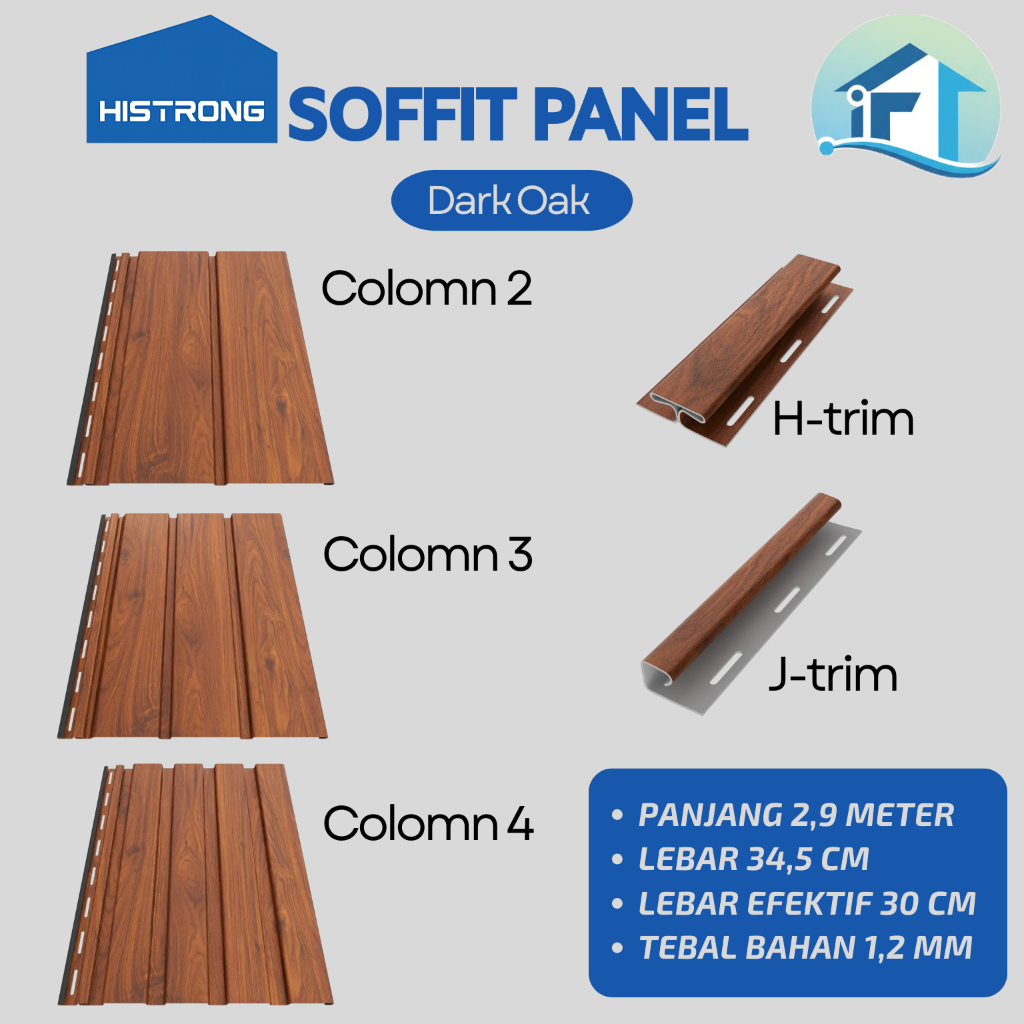 Soffit Panel By Histrong PVC Plafon Dinding  Indoor Outdoor Plafond Wall Panel Dark Oak