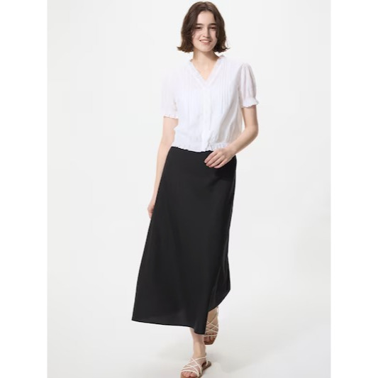 NEW Women Rok Panjang Linen Blend Long Skirt Wanita JASTIP UNIQLO