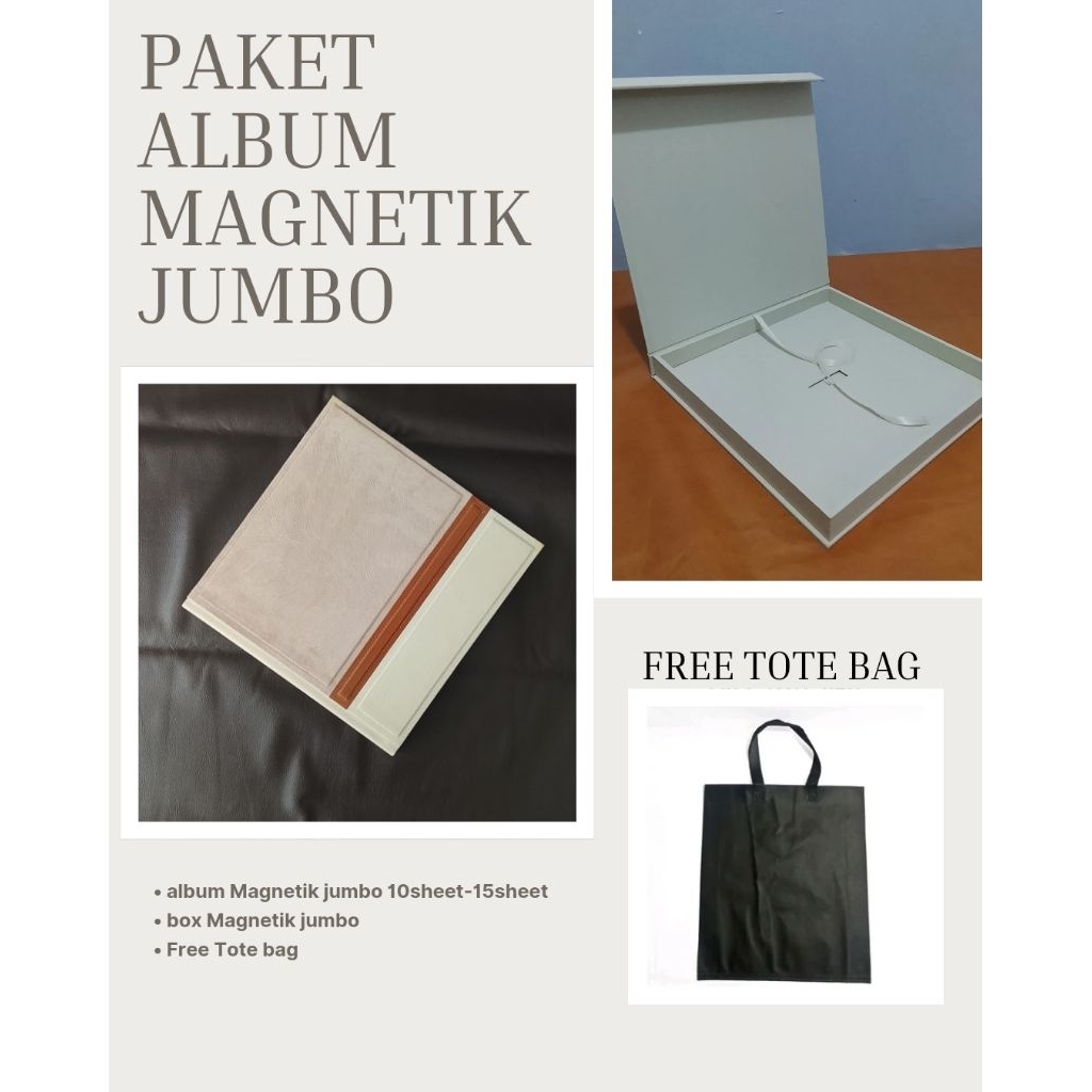 PAKET ALBUM MAGNETIK JUMBO 10SHEET-15SHEET+BOX MAGNETIK JUMBO+TOTE BAG