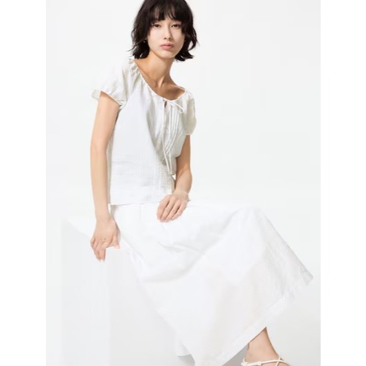 NEW Women Rok Panjang Tuck Linen Blend Long Skirt Wanita Cewek JASTIP UNIQLO