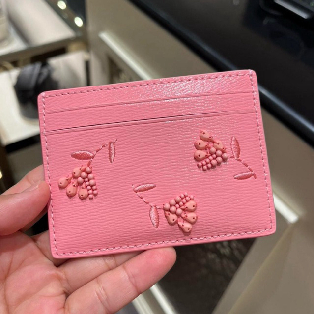 ORIGINAL 100% DOMPET KARTU CARD CASE KS KN759 FLORAL EMBELLIS SMALL SLIM CARD HOLDER WALLET