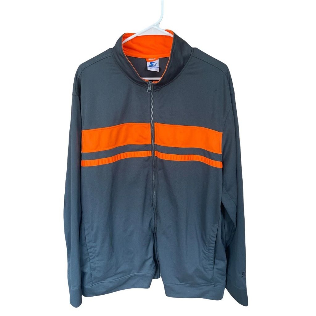 Vintage Starter Athletic Grey Orange Strip Tech Original BNWT Jacket